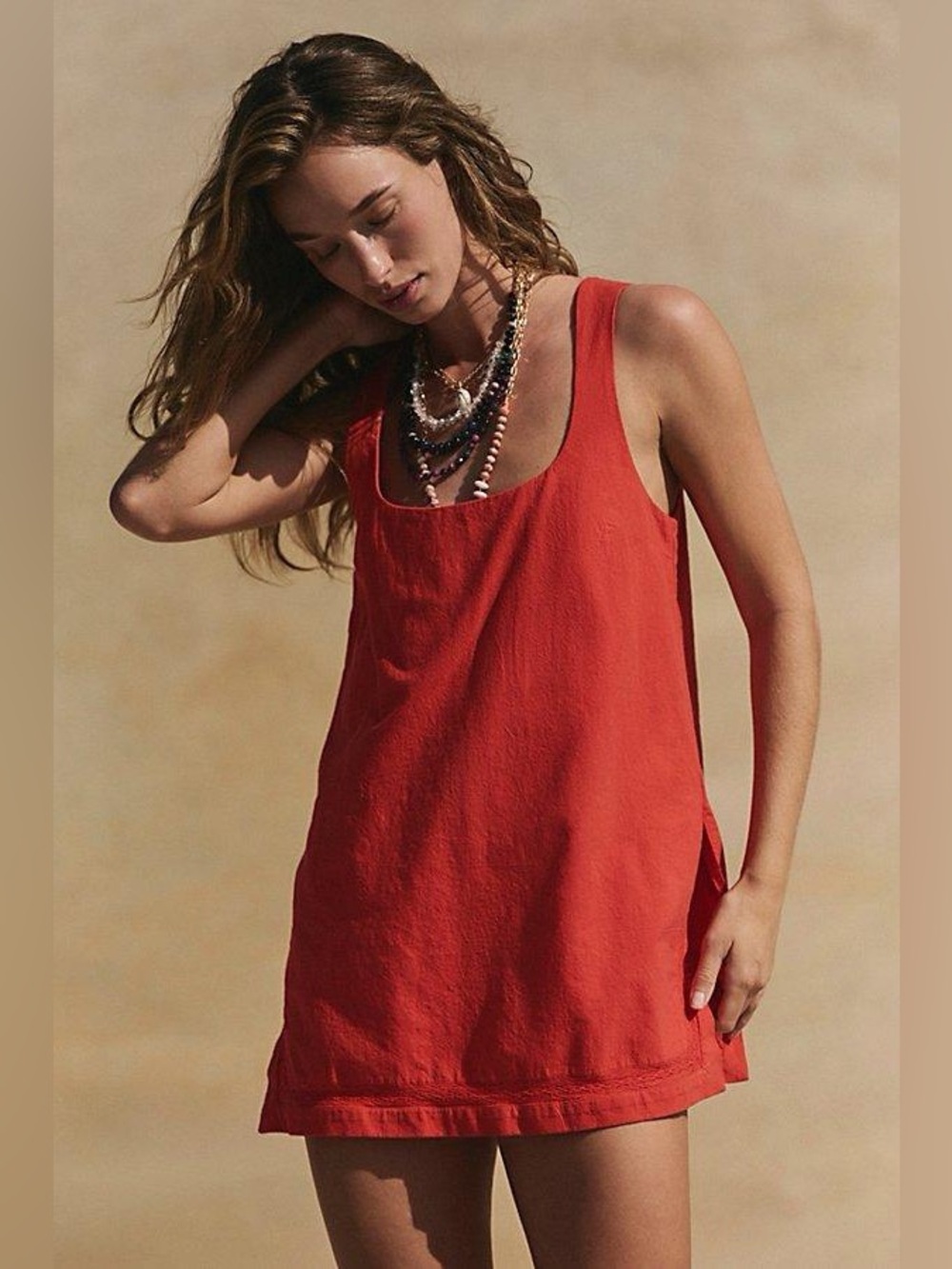 NWT Free People Summer Smiles Romper in Cherry Tomato
